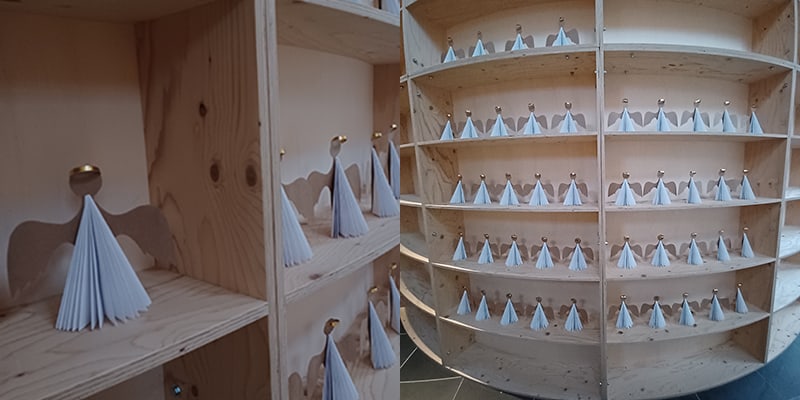 Het vouwen van een kerstengel, het eindresultaat