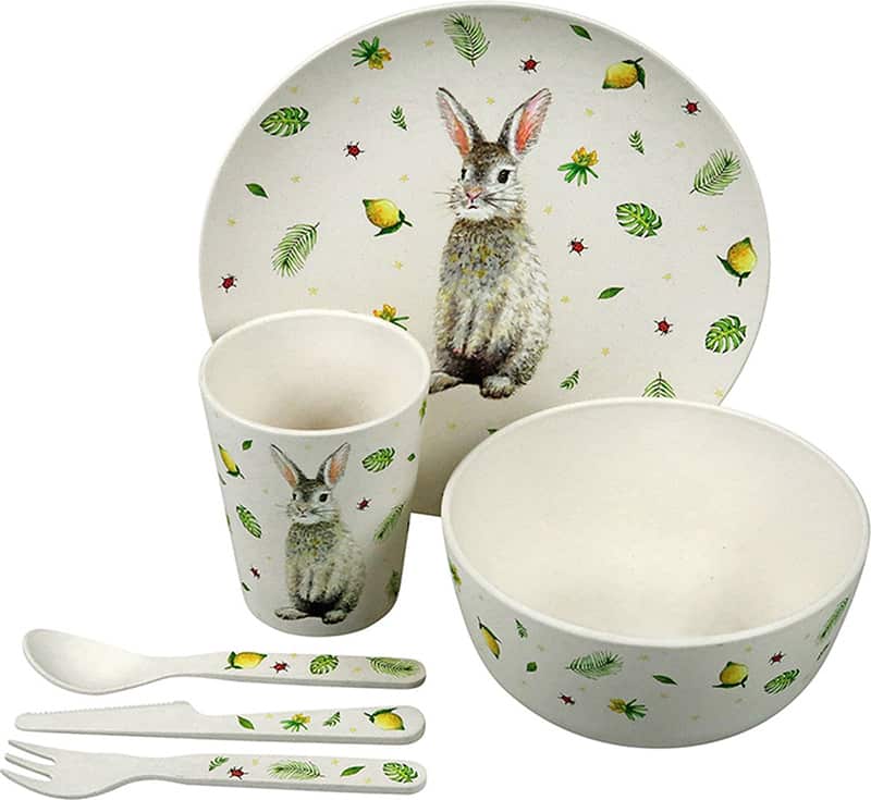 Servies met konijnen voor kinderen van Bioplastic