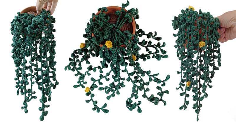 gehaakt hangplantje met bloemetjes